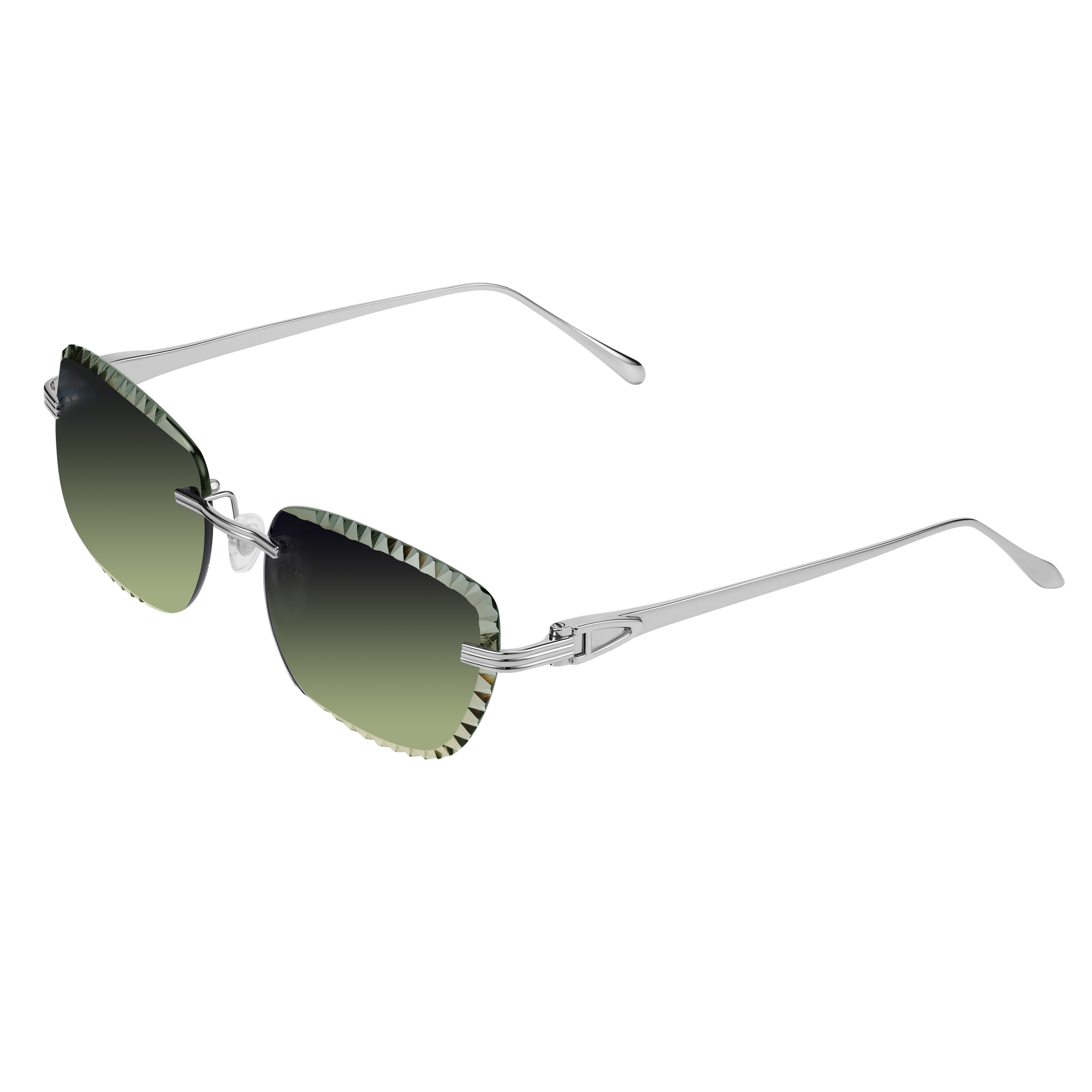 Men's Eyewear Premium Diamond Cut Silver Green