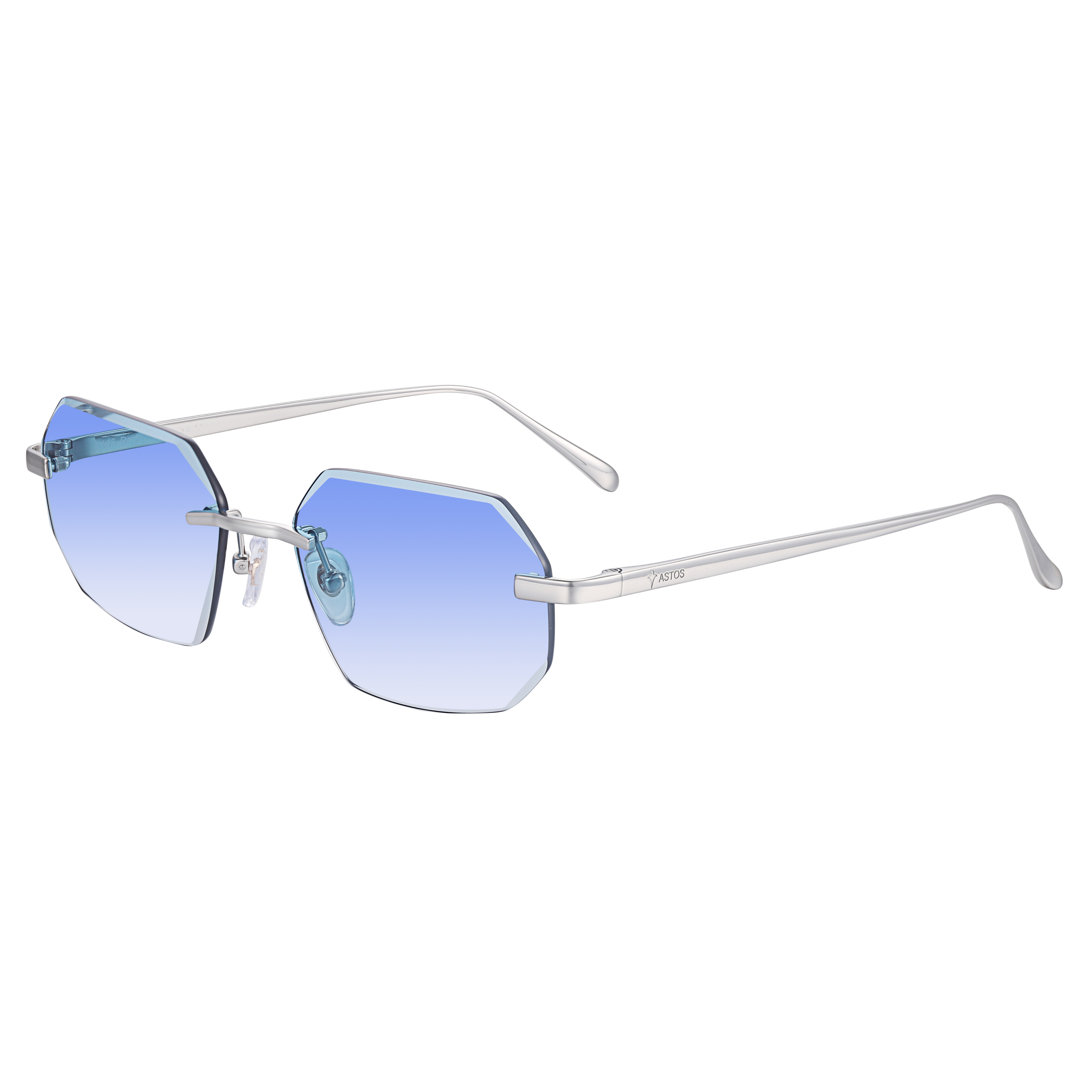 Men's Eyewear Silver Diamond Cut Sky Blue
